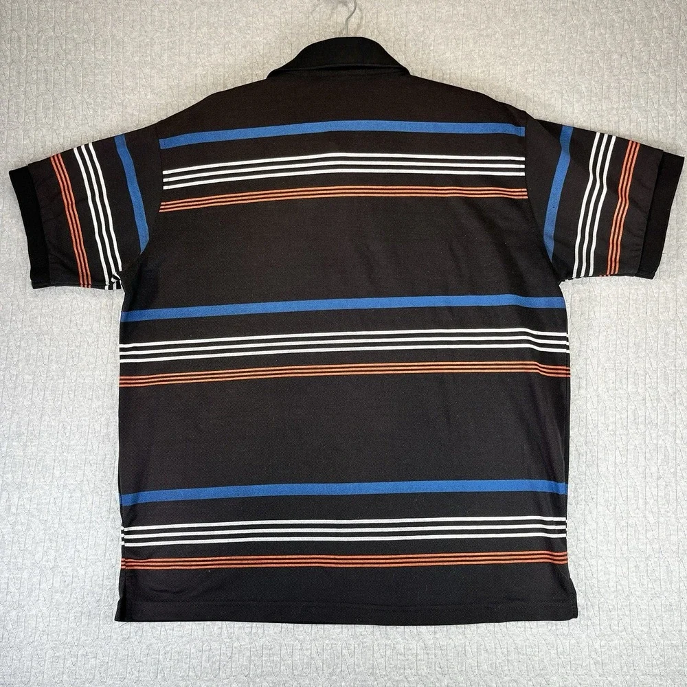 Polo Ralph Lauren Vintage Men Polo Dress shirt L Striped Red‎ Pony short sleeve